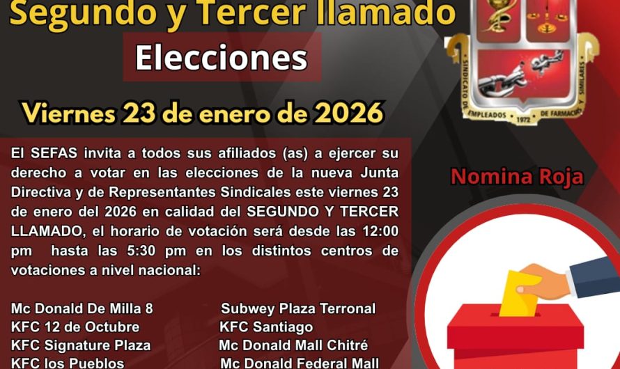 SEFAS realizará Segundo y Tercer llamado a Elecciones de JD 2026-2028