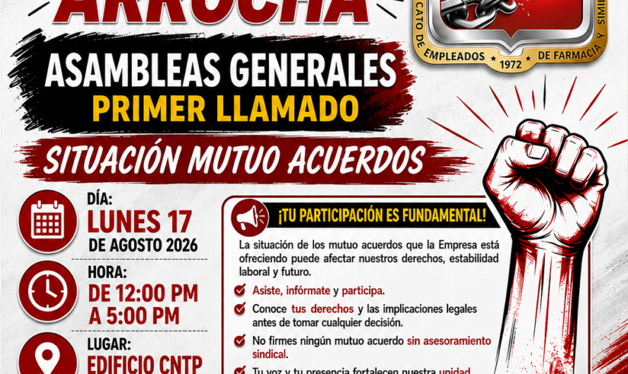 SEFAS CONVOCA ASAMBLEA A TRABAJADORES DE FARMACIAS ARROCHA